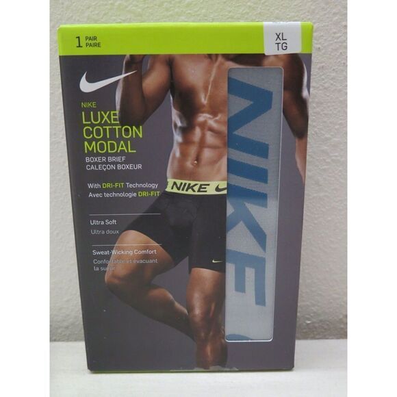 Nike KE1022-400 Men's Sz XL Luxe Cotton Modal Boxer Brief Blue All Over Print - Picture 1 of 5
